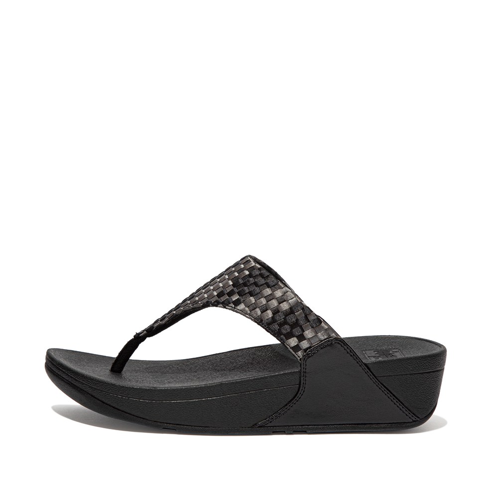 Fitflop Womens Sandals Black - Lulu Silky-weave Toe-post - 70EIPBQGD